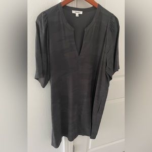 Splendid Charcoal/Black Camo Print V Neck Dress with Pockets Size XL